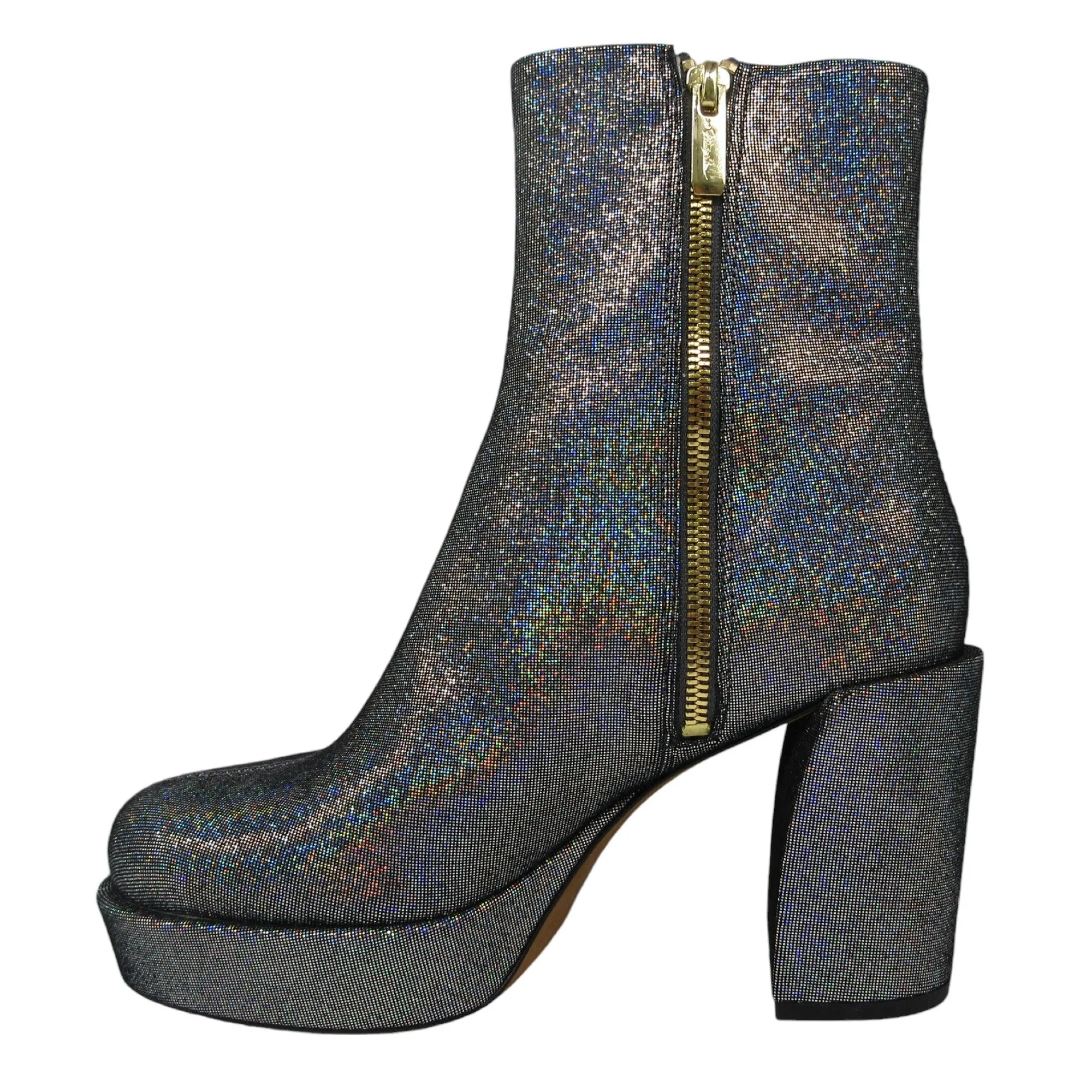 3.1 Phillip Lim Silver Glitter Metallic Platform Boots