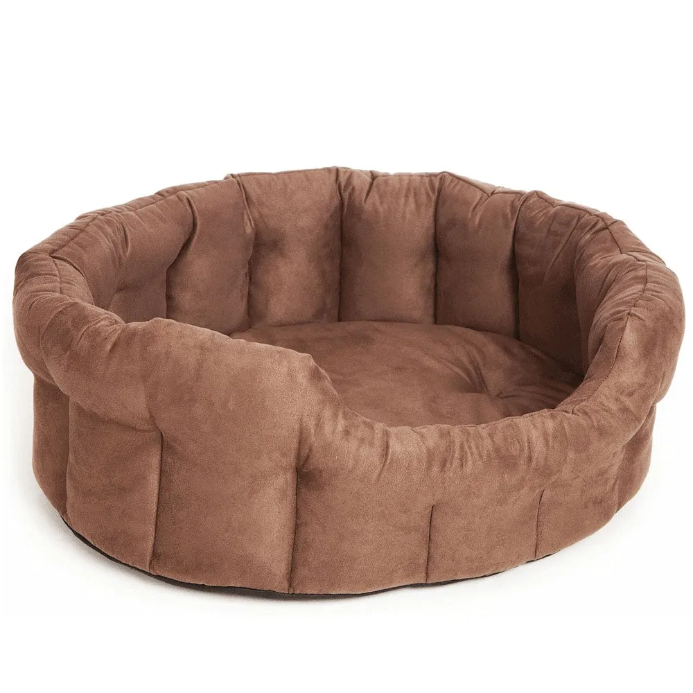 Brown Faux Suede Softee Dog Bed