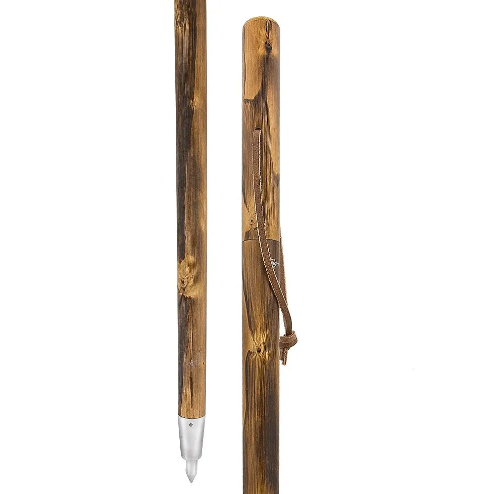 Brown Natural Chestnut Wood Sword-Gadget Hiking Staff w/ Compass