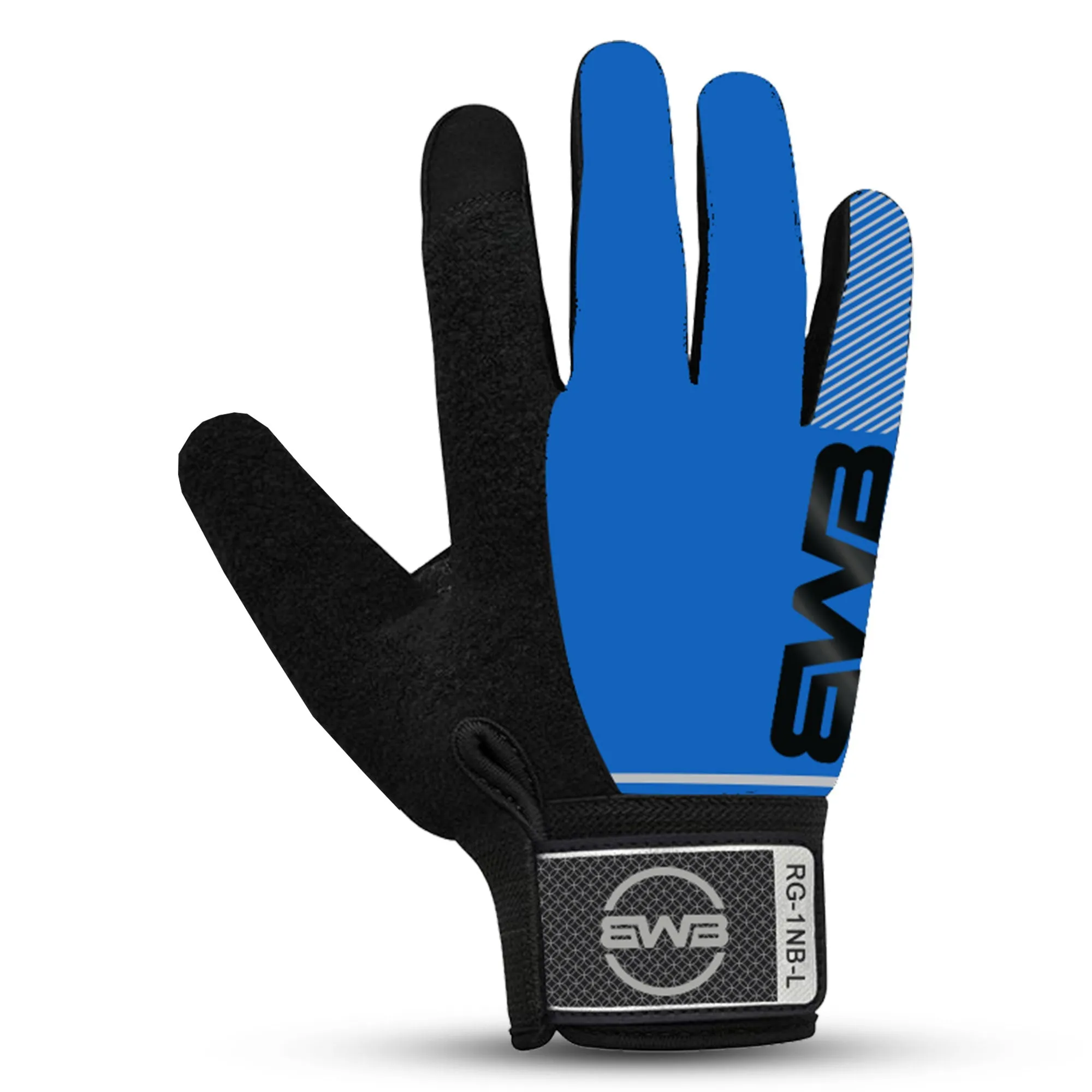 BWB Black / Blue Full Finger Hiking & Running Gloves