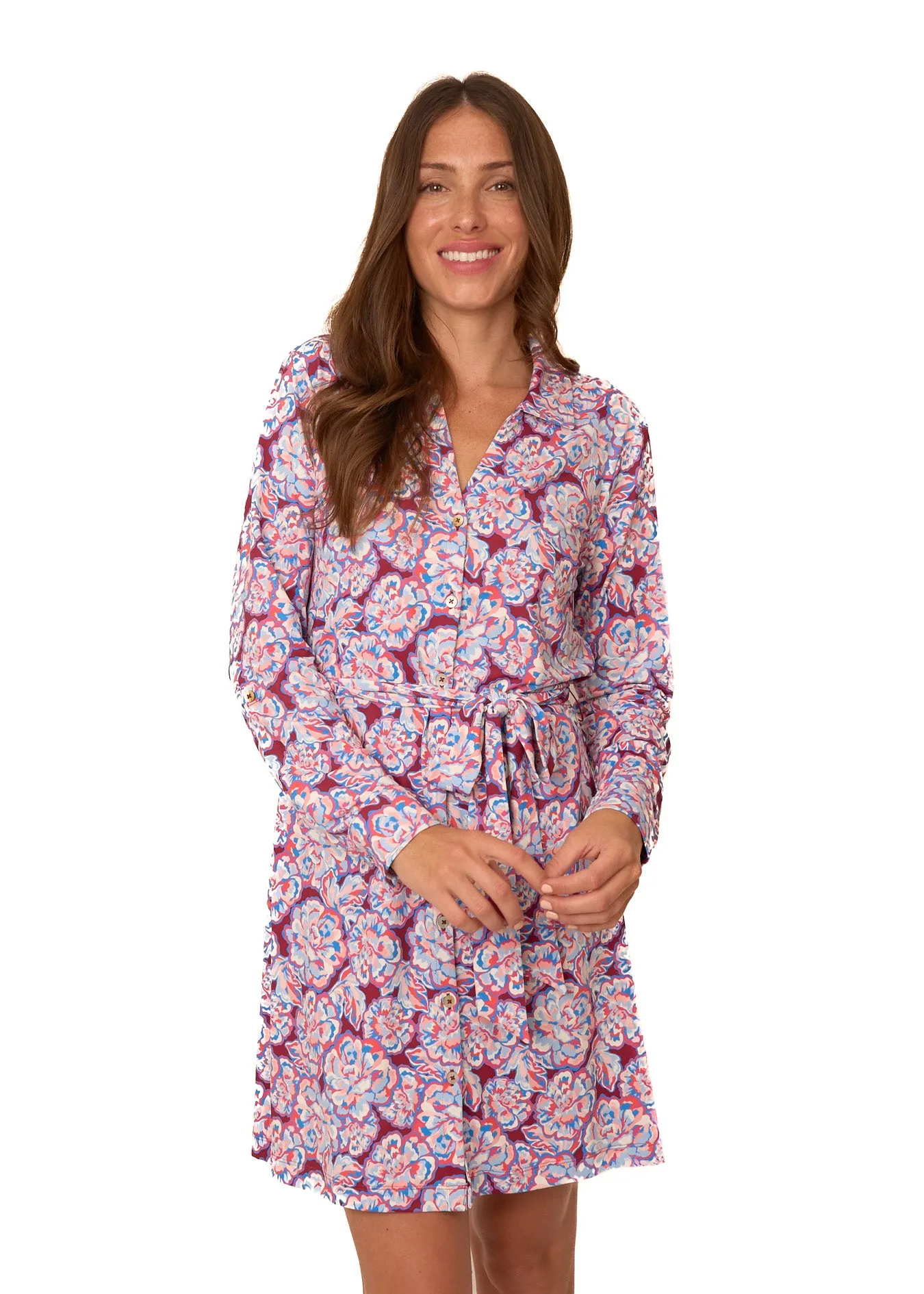 Camden Peony Button Down Shirt Dress