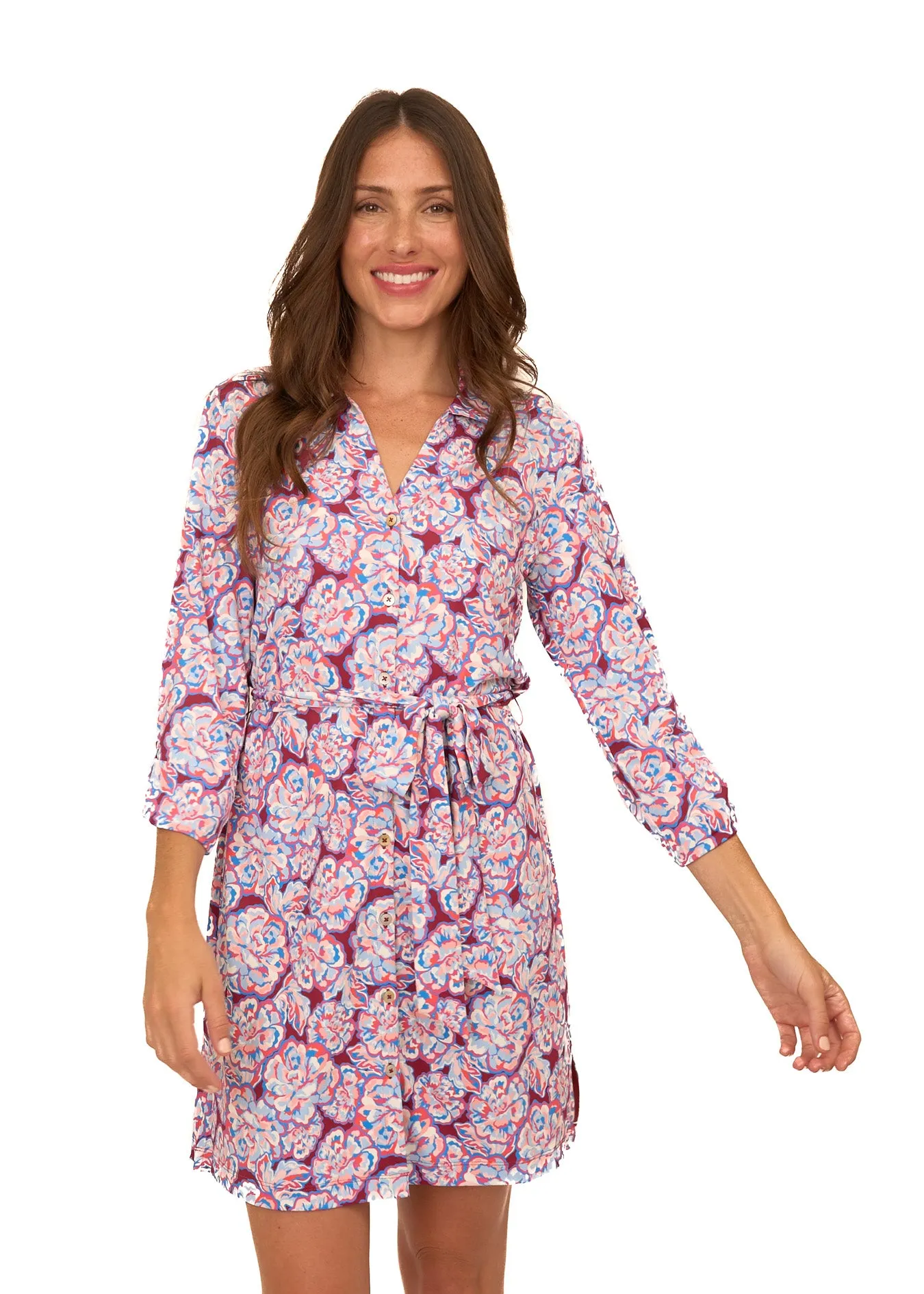 Camden Peony Button Down Shirt Dress