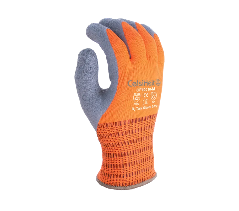 (CT3001) CelsiHeit ® - Heavy Thermal Latex Coated Hi-Vis Orange Work Gloves