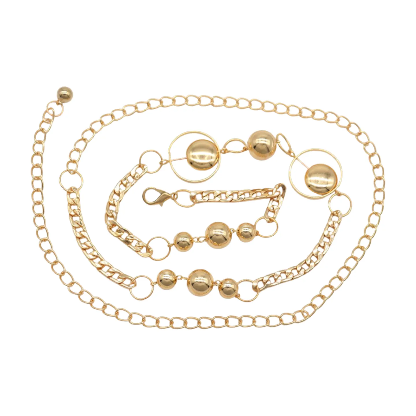 Gold Metal Chain Belt Gold Circle Round Charms Fit Size S M L