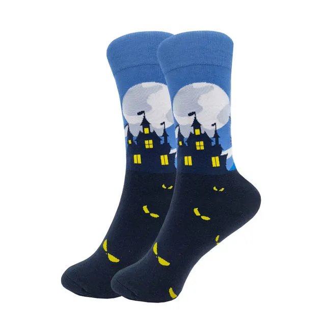 Haunted House by the Moon Socks (Adult Large - Men's Shoe Sizes 8-12)