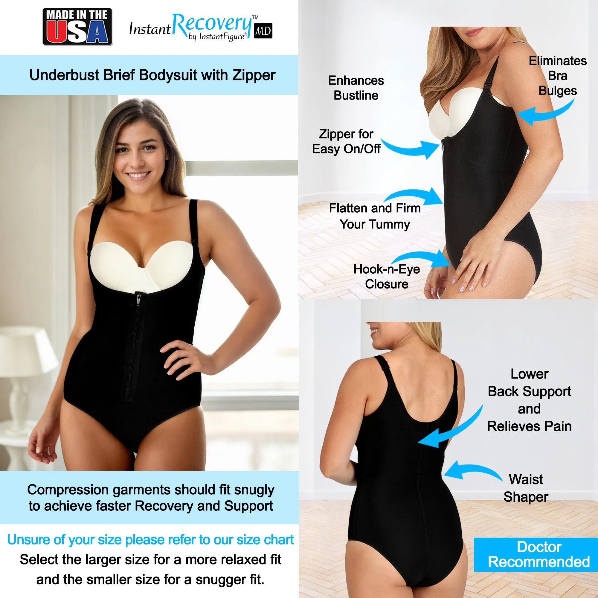 Instantfigure Underbust Brief Bodysuit with zip MD200