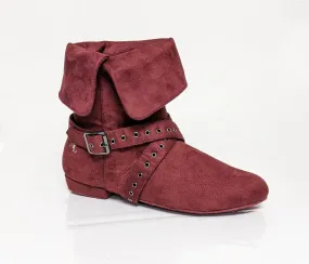 Marine Lauren, Aurora (New), Burgundy Suede, Flat Heel