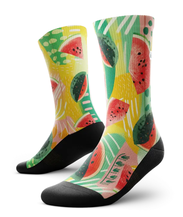 "Melon Madness" Performance Crew Running Socks by Outway