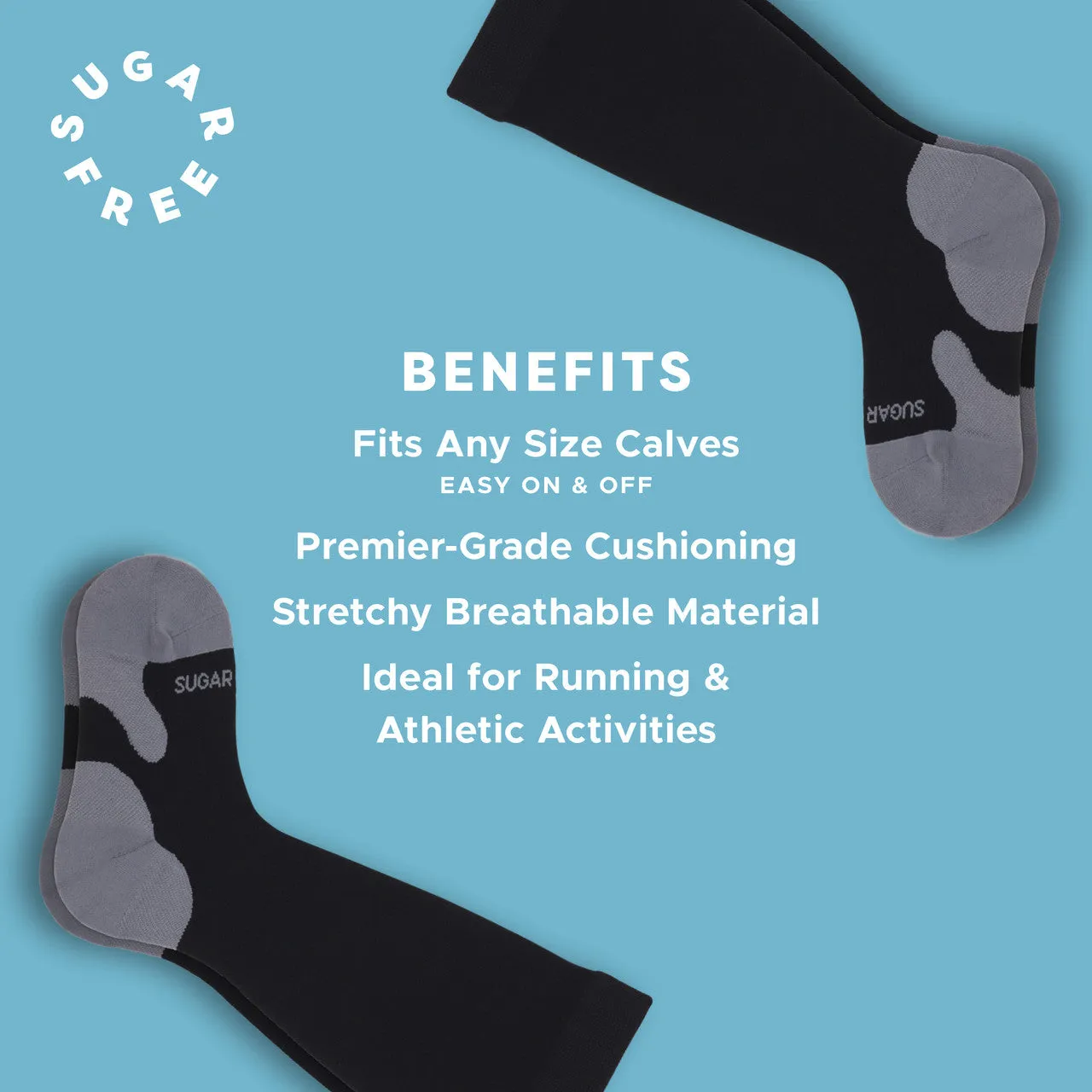 Sugar Free Sox Extra Wide Stretch Compression Socks | Big & Tall | Plus Size | 15-20 mmHg