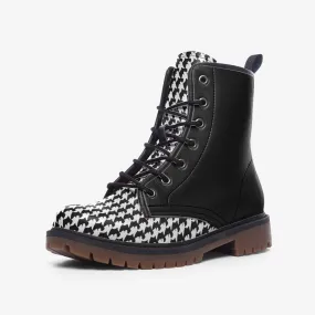 Vampire Art Classic Goth Grunge Black Houndstooth Casual Faux Leather Lightweight Boots - US sizes