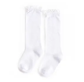 White Lace Top Knee High Socks